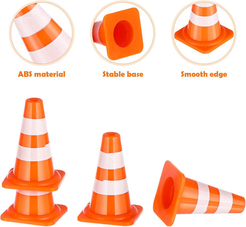 Gadpiparty 50Pcs Miniature Traffic Signs for Kids Mini Traffic Cones Training Road Block Toy Cones for Multipurpose Construction Theme Party Engin...