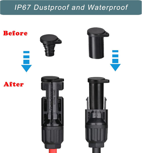 Solar Connector Caps, IP67 Solar Panel Connector Cap Weather Resistant Dust Male and Female Cap for MC-4 Solar Connectors (5 Pairs)...