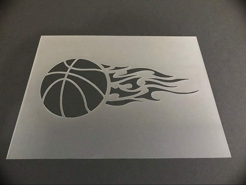 Basketball #1 Reusable Sturdy Stencil 10mm or 7mm Thick Hoop, Court Airbrushing 8" x 10.5 Sheet 7 mm Thick Flexible Durable Plastic Arts and Craft...