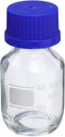 PATIKIL 50mL Reagent Media Bottle, 1Pcs Round Graduated Glass Storage Bottle Blue Screw Cap for Chemistry Lab Universities Home, Clear...