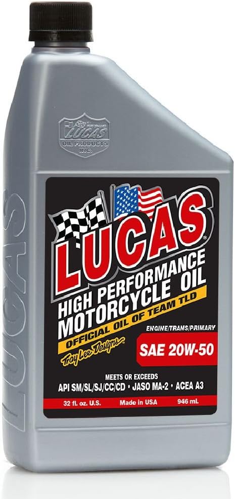 Lucas Oil 10700 SAE 20W-50 Motorcycle Oil - Gray, 1 Quart (32 Ounces)...