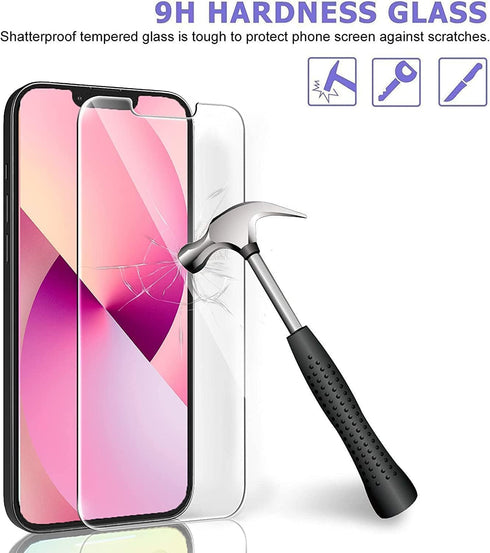 Ferilinso Designed for iPhone 13 Mini Screen Protector, 3 Pack HD Tempered Glass with 2 Pack Camera Lens Protector, Case Friendly, 9H Hardness, Bu...