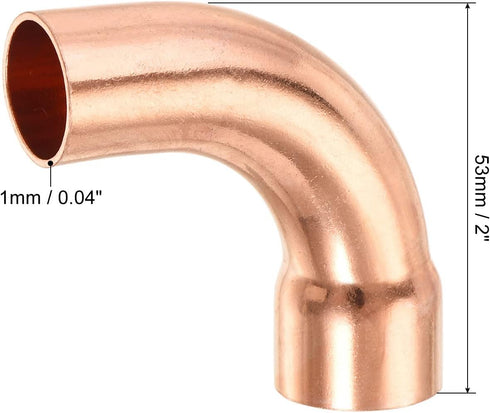 MECCANIXITY 90 Degrees Elbow Copper Pipe Fitting Short Turn Brazing Connection 3/4 Inch ID for HVAC Cooling Solar Equipment...
