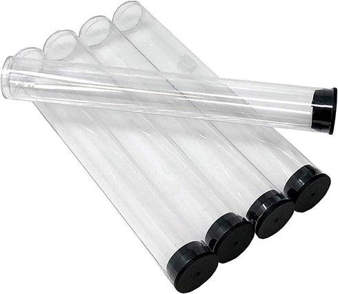 Prestige Import Group - 7/8" Interior Diameter Clear Plastic Empty Storage Tubes - Flat Bottom - 80ml Capacity, Press Fit Black Cap - 5 Pack...