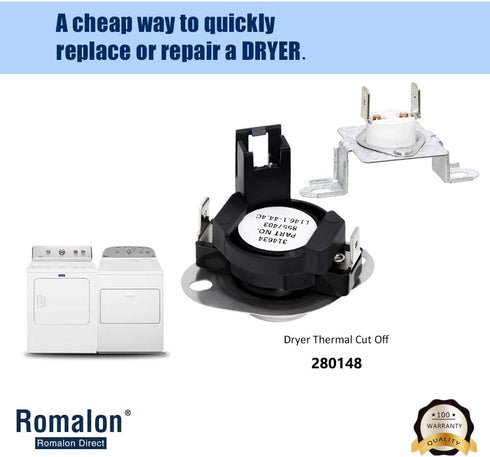 280148 (8557403&8318314) Thermal Cut Off Kit By Romalon Replacement Compatible with Whirlpool Dryers Includes Part # 8557403 Dryer Thermostat Kit & 352F Thermal Fuse 8318314