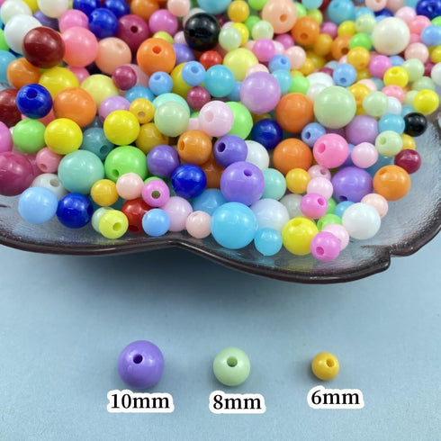 200pcs Acrylic Round Beads 10mm Round Spacer Plastic Pastel Beads Craft Beads with Hole for DIY Bracelet Necklace Jewelry Making Supplies Handmade...