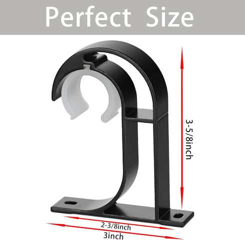 Generic 4 Pack Curtain Rod Ceiling Mount Bracket, Heavy Duty Curtain Rod Holder with Matching Screws, Aluminum Alloy Closet Rod Holder with Plasti...