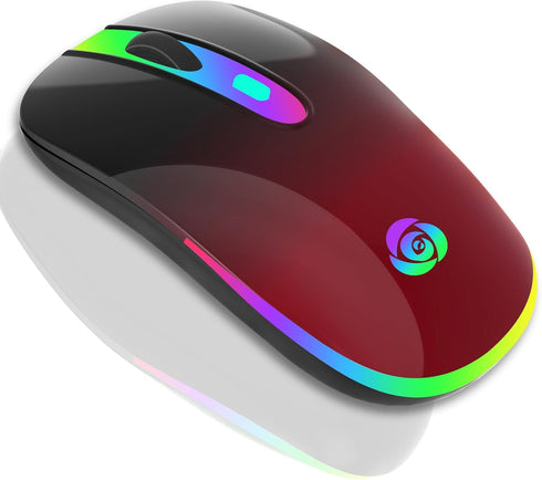 HOTLIFE Bluetooth Wireless Mouse, LED Rechargeable Slient Mouse with Dual Modes (Bluetooth 5.1+ USB C) 2.4GHz Computer Wireless Mouse for Laptop, ...