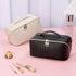 Large Capacity Travel Makeup Bag: Portable Cosmetic Bag for Women Open Flat Makeup Bag Organizer with Handle & Divider Make up Pouch Checkered Pu ...