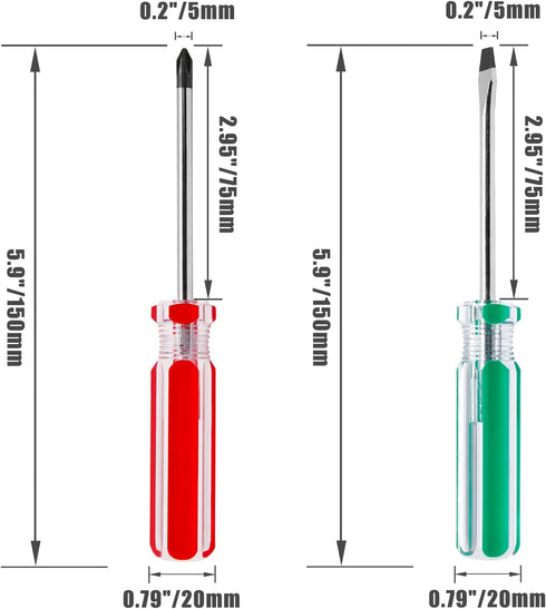 2 PCS Magnetic Screwdriver Set, 5mm Phillips and Flat Head Tips Screwdriver with 3” Steel Shaft for Repair Home Improvement Craft...