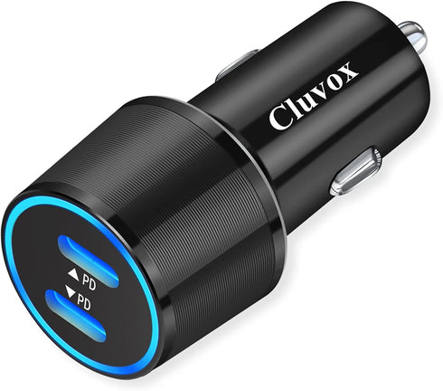 Cluvox 20W Dual USB C Fast Car Charger Compatible for iPhone 15 Pro Max/Plus/14/13/12/11/X/XS/XR/8/iPad Pro, Galaxy S23/S22 Cigarette USB Charger ...
