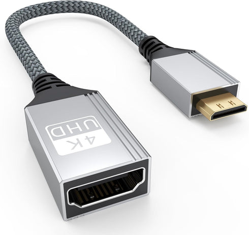 Mini HDMI to HDMI Adapter, 4K HDMI Female to Mini HDMI Male Cable Adapter Compatible for Raspberry Pi W, DSLR Camera, Graphics Card, Laptop, HDTV,...
