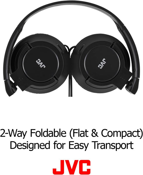 JVC Lightweight Flat Foldable On Ear Colorful Lightweight Foldable Headband with Mic, Black (HASR185B)...