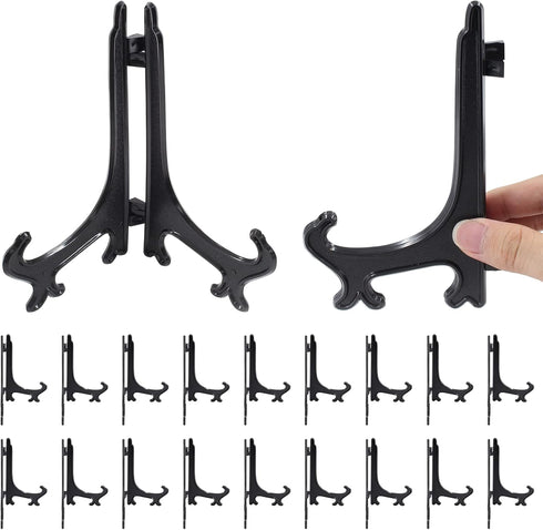 20 Pcs 5 Inch Black Plastic Easels or Stand/Plate Holders, Displays Pictures/Photos, Artworks, Posters, Small Boards...