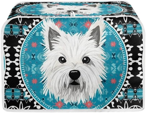 4 Slice Toaster Cover West Highland White Terrier Appliance Toaster Cover Westie Blue Mandala Universal Fit Wide Slot Bread Maker Protective Cover...