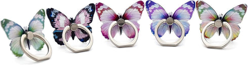 Cute Butterfly Phone Ring Finger Holders, Cell Phone Ring Stands Mount Smartphone Kickstand for Desk 360 Degree Rotation(5Packs)...