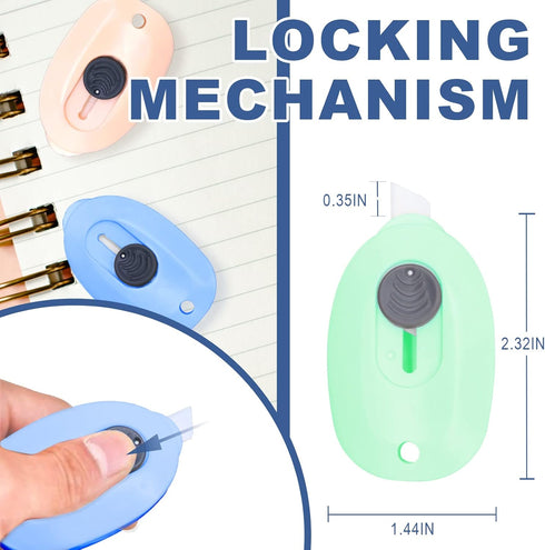 Sonuimy Mini Ceramic Box Cutter, 3pcs Safety Package Box Opener, Retractable Utility Knife Ceramic Blades with Keychain Hole (Pink Green Blue)...