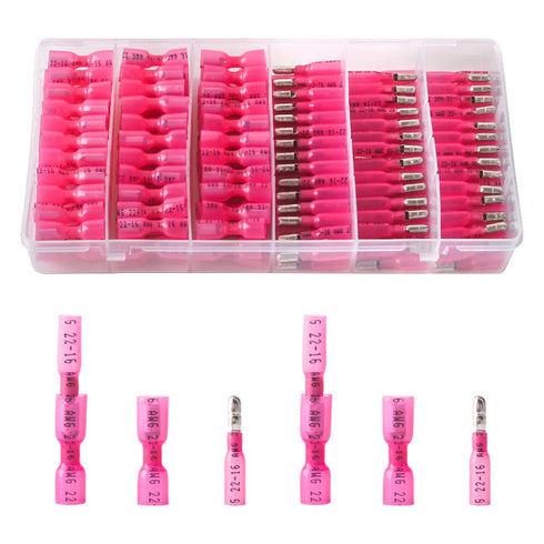 200PCS Heat Shrink Bullet Connectors - Female & Male Waterproof Marine Automotive Full Insulated Electrical Crimp Wire Terminals Assortment Kit...