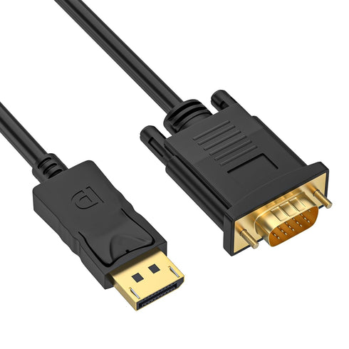 (in) DisplayPort to (Out) VGA Adapter DP to VGA Cable Male to Male Gold-Plated for Computer, Laptop, Monitor, TV, Projector (NOT Bidirectional,) (...