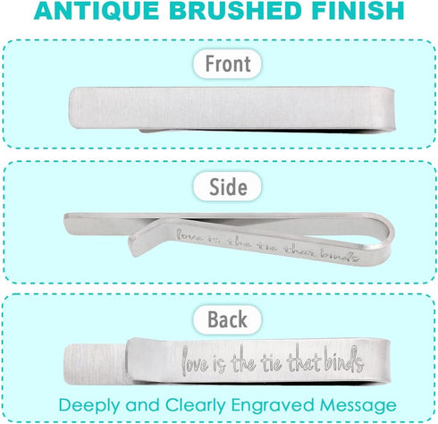 kilofly Men's Hidden Message "love is the tie that binds" Tie Bar 2 Inch Silver...