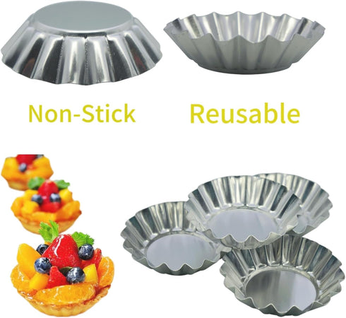 MYStar 3.15" (8 cm) Fluted Design Round Shape Non-stick Aluminum Tart Mold, Mini Pie Tin, Tartlet Pan, set of 20...