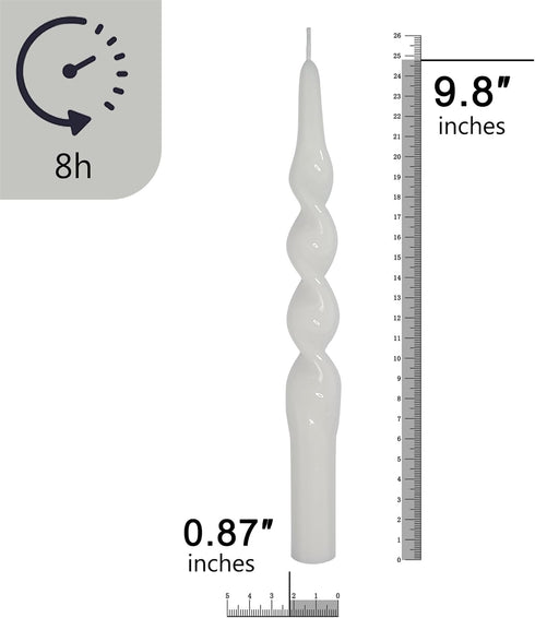 Spiral Taper Candles White Candlesticks,Set of 2 Cute Candle Sticks Handmade Tapered Candles 10 Inches Long Twisted Candlestick for Home Decoratio...