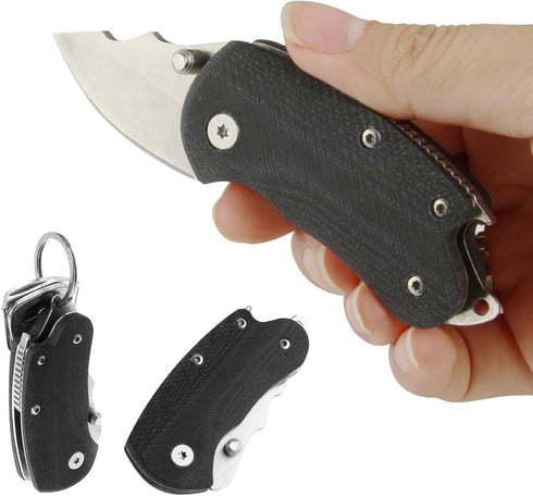 Small Folding Pocket Knife, G10 Handle Small EDC Knife, 1.8 Inch Blade Mini Keychain Knife with Bottle Opener, Perfect EDC Tool for Women Teens Me...