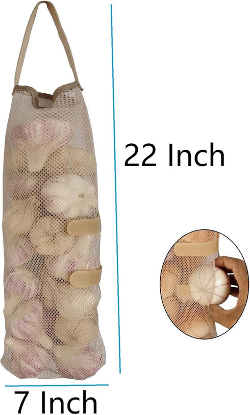 SHUYUE Hanging Mesh Bags Storage Potatoes Onion Garlic Net Bags Long and Large Net Produce Bags Fruit Veggies Green Pepper or Garbage Bag...