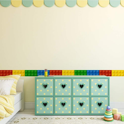 Building Blocks Wall Stickers Skirting Board Wall Decals Art Decor for Kids Bedroom Living Room Nursery...