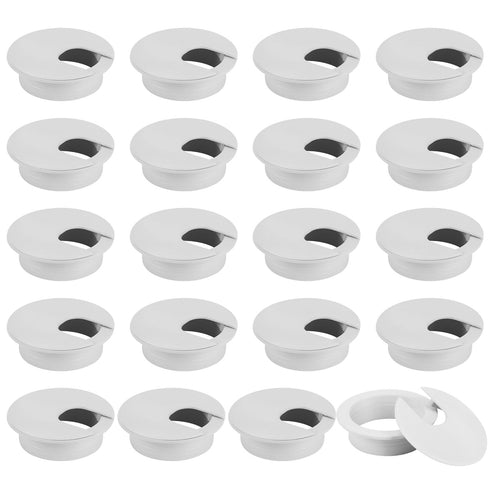 20 Pack 2 Inch/50mm Round Plastic Desk Grommets, White Wire Organizer Caps, PC Computer Port Cable Hole Cover Plug Bushings, Perfect for Hide Data...