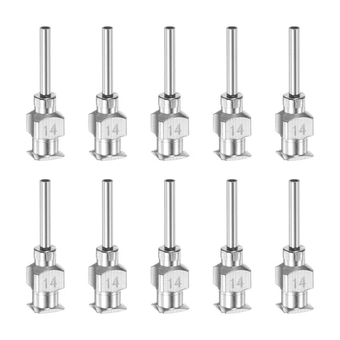 10pcs 14Gauge Stainless Steel Dispensing Needles, 1/2" All Metal Glue Needle Tube Blunt Tips Luer Lock for Thick Liquids, Ink, Glue, Lab Use...