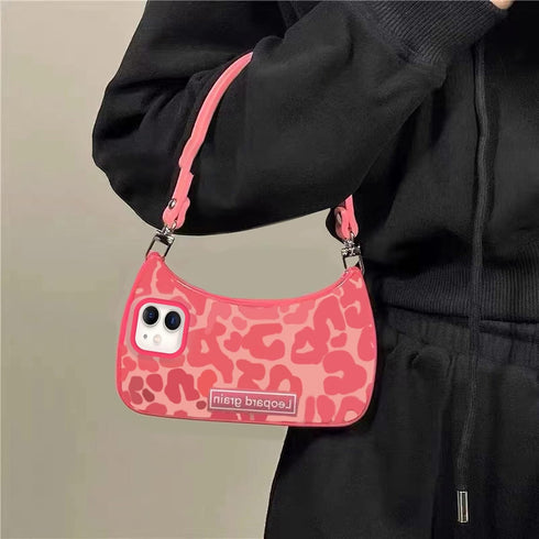 Compatible with iPhone 11 Case Cute Aesthetic Pink Leopard Print Wallet-Shaped with Strap Bracelet Chain Shockproof Protective Case for Women Girl...