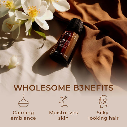 Gya Labs Jasmine Essential Oil for Diffuser & Aromatherapy - Natural Jasmine Oil Essential Oil for Diffuser, Skin, Hair, Massages, Candle Making -...