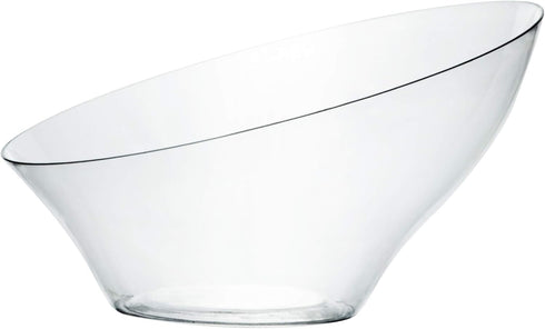 PLASTICPRO Disposable Angled Plastic Bowls Round Large Serving Bowl, Elegant for Party's, Snack, or Salad Bowl, Clear Pack of 4...