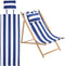 GORGECRAFT Beach Sling Chair Canvas Cloth with Pillow 44x17 Blue and White Stripes Casual Lounge Chair Replacement Canvas Outdoor Folding Chair Fa...