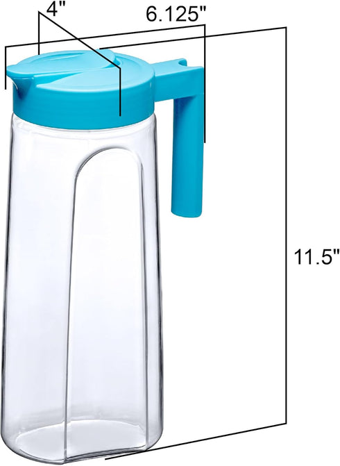 Amazing Abby - Slim - Tritan Pitcher (64 oz), Unbreakable Plastic Water Pitcher with Lid, BPA-Free, Heat-Resistant, Dishwasher-Safe, Great for Bot...