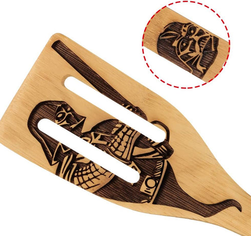 Star War Burned Wooden Spoons Utensil Set Gift Idea Cooking Serving Utensils Natural Bamboo Kitchen House Warming Presents Slotted Spoon 5 Piece...