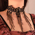 Chargances Stempunk Long Tassle Beaded Necklace Halloween Goth Black Lace Rhinestone Choker Collar Costume Party Prom Vampire Collar for Women and...