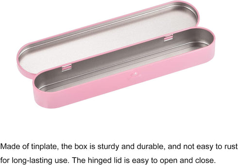 uxcell Metal Tin Box, 6pcs 6.89" x 1.5" x 0.79" Empty Tinplate Containers with Hinged Lids, Pink, for Home Organizer, Candles, Gifts, Car Keys, Cr...