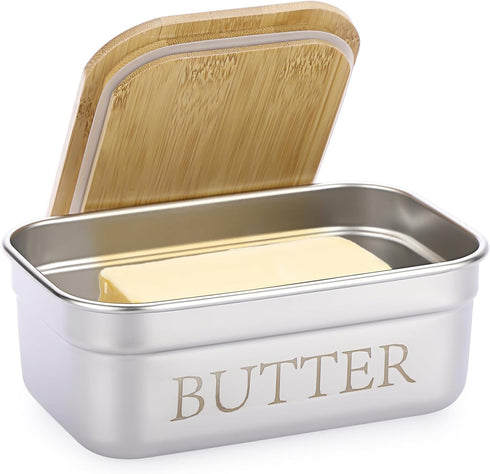 Butter Dish with Lid for Countertop, Stainless Steel Butter Holder Container with Silicone Sealing, Butter Keeper for Kitchen, Holds 1 Stick West ...