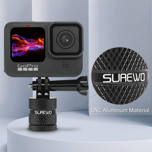 Aluminum 1/4 inch 20 Camera Mount, 360 Degree Rotation Tripod Mount Adapter Compatible with GoPro Hero 12 Black, Hero 11/10/9/8/7/6 Black,DJI Acti...
