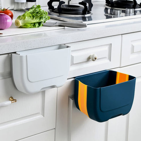 Hanging Folding Mini Trash Can for Kitchen Cabinet Door, Small Collapsible Garbage Bin Under Sink,Wall Mounted Waste Bin- Container Cabinet/Bedroo...