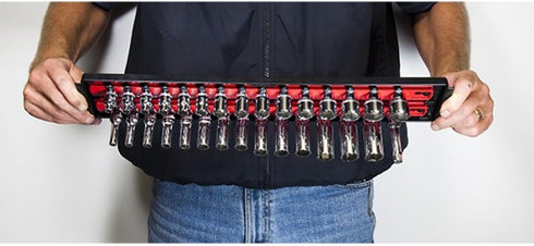 Ernst Manufacturing - 8492 Socket Boss 2-Rail 1/4-Inch-Drive Socket Organizer, 13-Inch, Red - Made in the USA...
