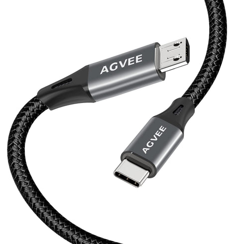 AGVEE 2 Pack 6ft USB-C OTG to Micro USB Cable, Braided Charger Data Sync Cord Charging Wire Adapter for Samsung Galaxy S7 S6, J7, J3, LG, PS4, Kin...