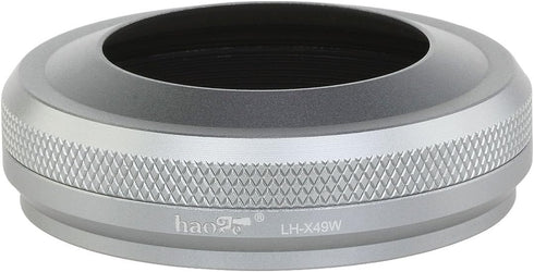Haoge LH-X49W 2in1 All Metal Ultra-thin Lens Hood with Adapter Ring Set for Fuji Fujifilm FinePix X70 X100 X100S X100T X100F Silver Replaces Fujif...