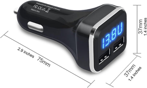 4.8A 24W Dual USB Car Charger Volt Meter Car Battery Monitor with LED Voltage & Amps Display, Cigarette Lighter Adapter, Compatible with iPhone 15...