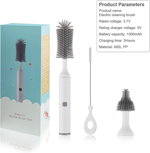 Electric Baby Bottle Brush Set, Multi-Purpose Cleaner Brushes,360°high-Speed Rotation Cleaning,1500mAh,Waterproof IPX65,Perfect Baby Bottle Brushe...