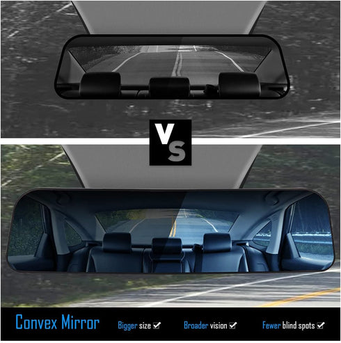 UTSAUTO Rear View Mirror Universal Panoramic Anti-glare Car Interior 12" Rear View Mirror Wide Angle Rearview Mirror with Silicone Strap for Most ...