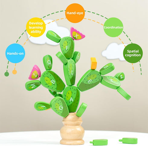 Montessori Toys Balancing Cactus Toy Fun Educational Activities for Toddlers 3+ Montessori Stacking Puzzles Portable Toy Letter Puzzle Toys Fine M...