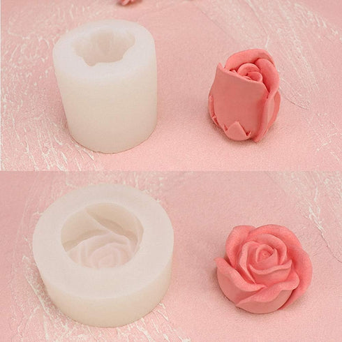 2Pcs/Set 3D Rose Flower Candle Molds, Rose Shaped Craft Art Silicone Mold for Fondant Cake Decoration Making Beeswax Candle Handmade Soap Lotion B...